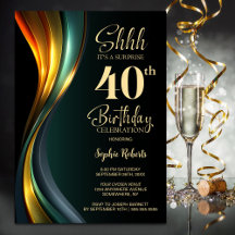 Modern Black and Gold Surprise 40th Birthday Party