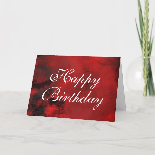 Modern Black and Red Abstrakt Happy Birthday Karte (Vorderseite)