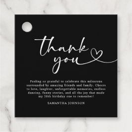 Modern Black and White 30th Birthday Thank You Geschenkanhänger