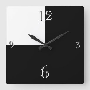 Modern Black and White abstract Large Clock Quadratische Wanduhr