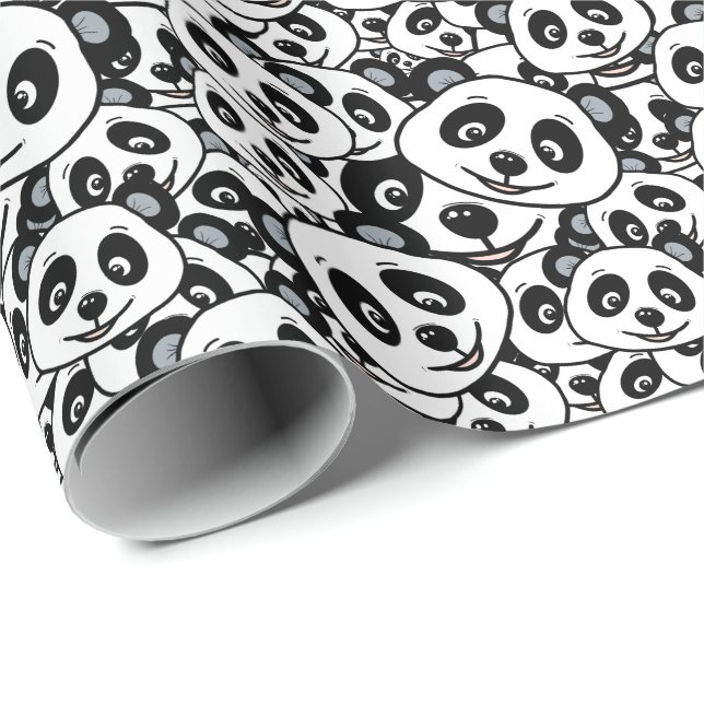 Modern Black and White Cute Panda Bear Pattern Geschenkpapier (Rolleneckpunkt)