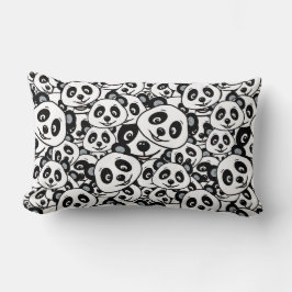 Modern Black and White Cute Panda Bear Pattern Lendenkissen