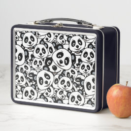 Modern Black and White Cute Panda Bear Pattern Metall Brotdose