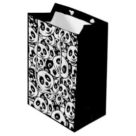 Modern Black and White Cute Panda Bear Pattern Mittlere Geschenktüte