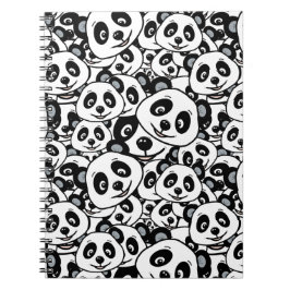 Modern Black and White Cute Panda Bear Pattern Notizblock