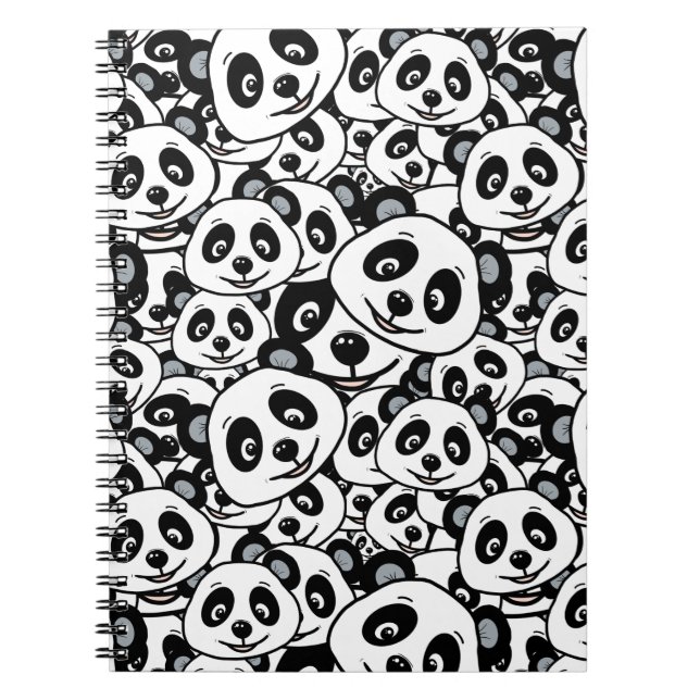 Modern Black and White Cute Panda Bear Pattern Notizblock (Vorderseite)