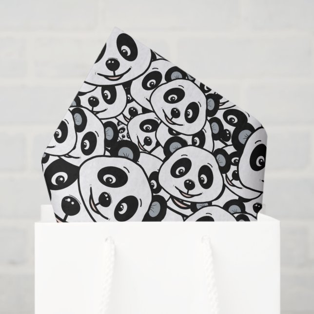 Modern Black and White Cute Panda Bear Pattern Seidenpapier (Geschenktüte)