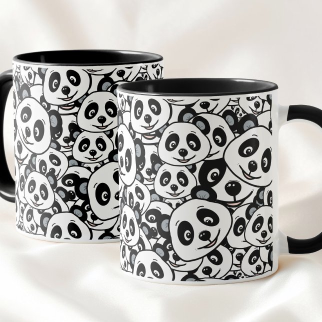 Modern Black and White Cute Panda Bear Pattern Tasse (Modern Black and White Cute Panda Bear Pattern Mug)