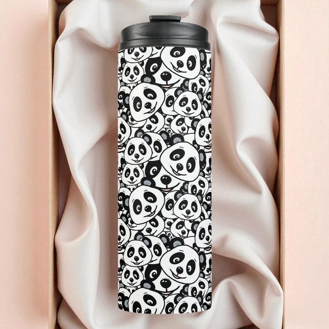 Modern Black and White Cute Panda Bear Pattern Thermosbecher (Modern Black and White Cute Panda Bear Pattern Thermal Tumbler)