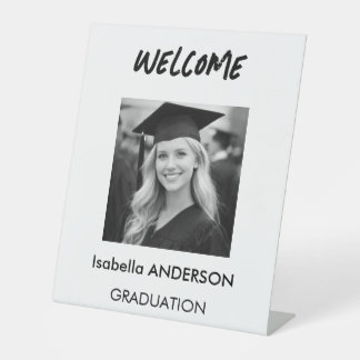 Modern Black and White Graduation Party Sockelschild