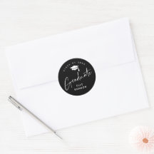 Modern Black and White Graduation Return Address