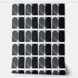 Modern Black and White Half Hearts Art Pattern Tapete