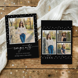 Modern Black and White Handwriting Graduation Ankündigung