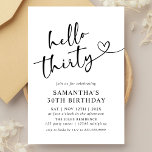 Modern Black and White Hello 30th Birthday Party Einladung<br><div class="desc">Celebrate your big 3-0 with our Modern Elegant Black and White Hello 30th Birthday Party Invitation! Featuring a striking combination of bold black and crisp white, this stylish invitation exudes sophistication and energy. Sleek typography and contemporary design elements make it the perfect way to announce your milestone celebration. Personalize it...</div>