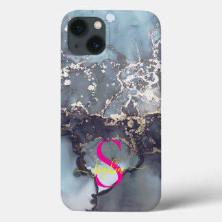 modern black and white marble monogram Case-Mate iPhone hülle