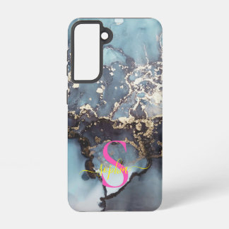 modern black and white marble monogram samsung galaxy hülle