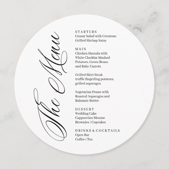 Modern black and white menu card (Devant)