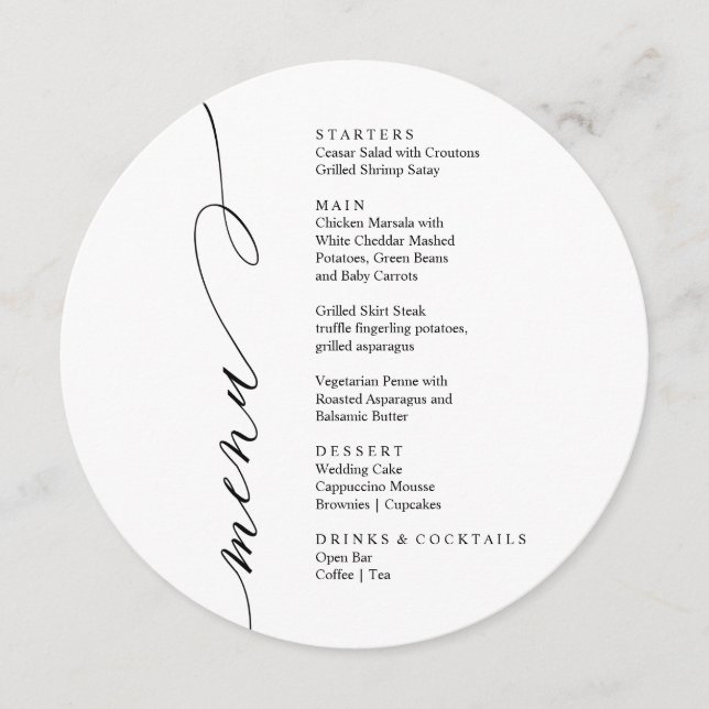 Modern black and white menu card menükarte (Vorderseite)