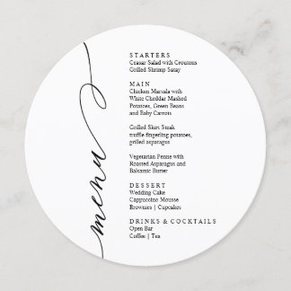Modern black and white menu card menükarte