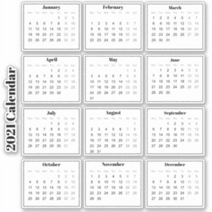 Modern Black and White Mini 2021 Planer Kalender Aufkleber