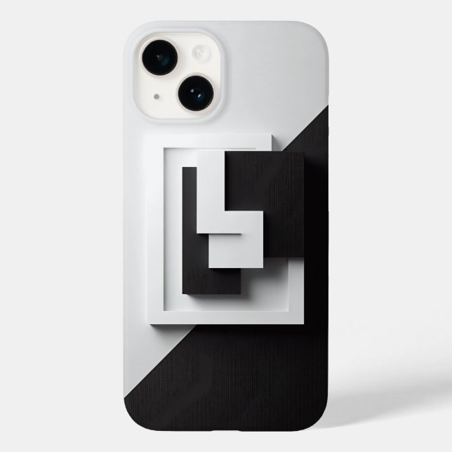 Modern Black and White Minimalist Phone Case - 3D  (Rückseite)