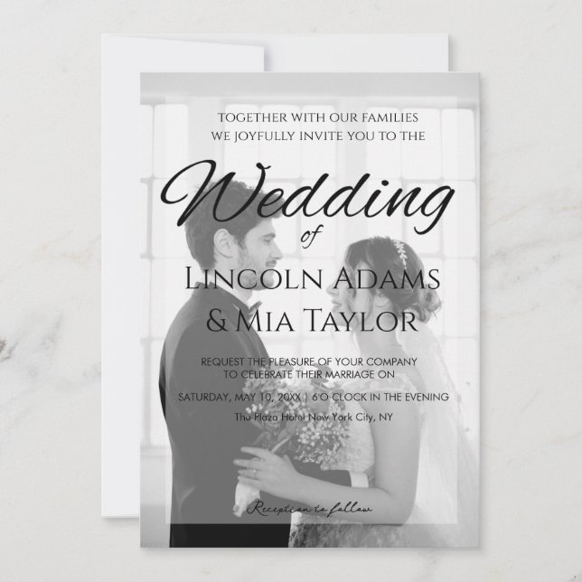 Modern Black and White Overlay Wedding Invitation (Devant)