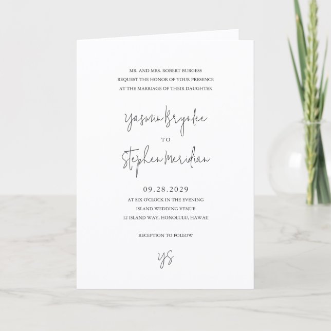 Modern Black and White Photo Chic Wedding Einladung (Vorderseite)