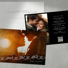 Modern Black and White QR Code Photo Save The Date