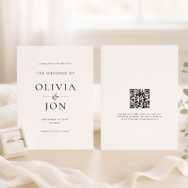 Modern Black and White QR Code Wedding Save The Date