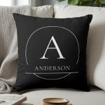 Modern Black and White Simple Family Name Monogram Kissen<br><div class="desc">Modern Black and White Simple Family Name Monogram Throw Pillow.</div>