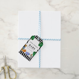 Modern Black and White Stripe Safari  Baby Shower  Geschenkanhänger