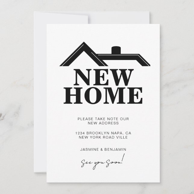 Modern Black and White We’ve Moved New Home Ankündigung (Vorderseite)