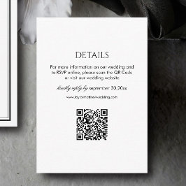 Modern Black and White Wedding Details Qr Code Begleitkarte