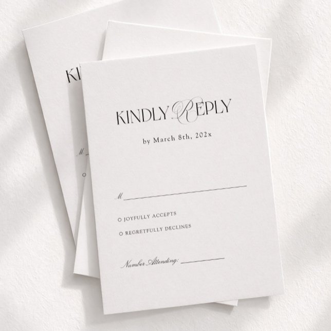 Modern Black and White Wedding Response  Begleitkarte (Von Creator hochgeladen)