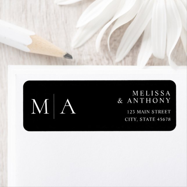 Modern Black and White Wedding Return Address (Insitu)