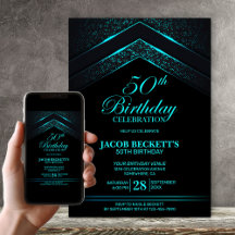 Modern Black Aquamarin 50. Geburtstagsparty