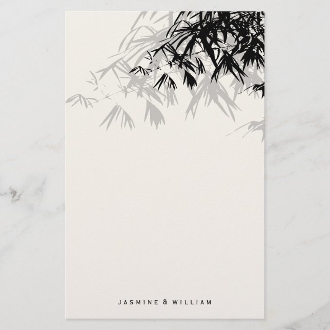 Modern Black Bamboo Zen Asian Wedding Stationery Briefpapier (Vorderseite)