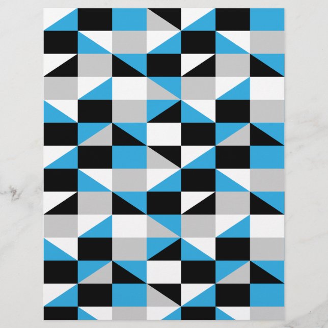 Modern Black Blue Gray Polygon Geometric Pattern (Vorderseite)