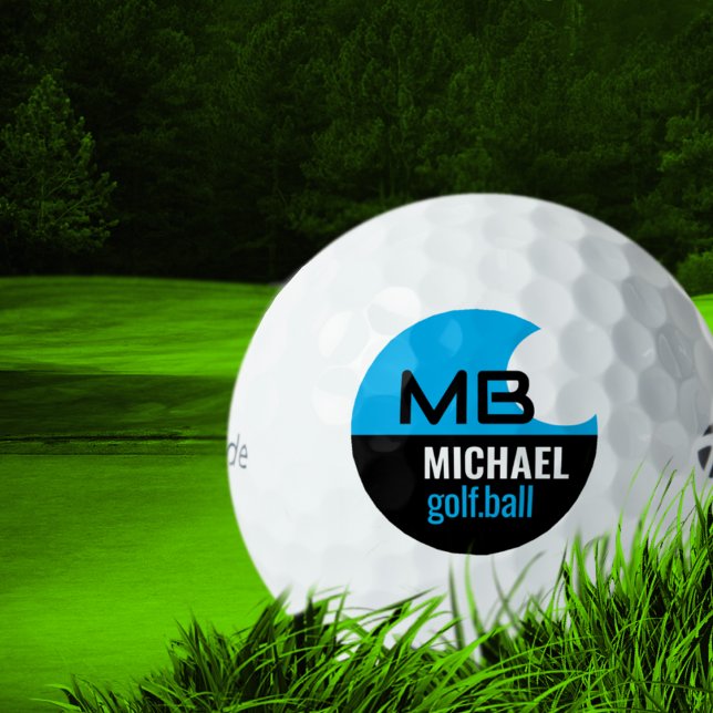 Modern Black Blue Logo Golf Ball (Von Creator hochgeladen)