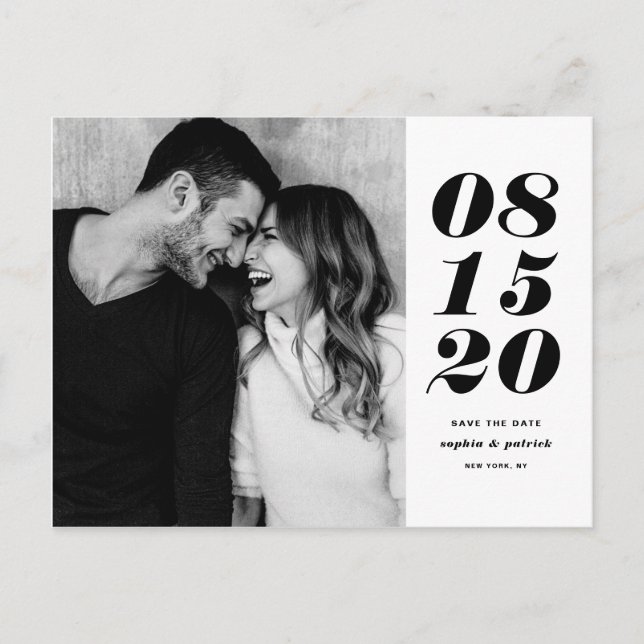 Modern Black Bold Date Typografy Save the Date Ankündigungspostkarte (Vorderseite)
