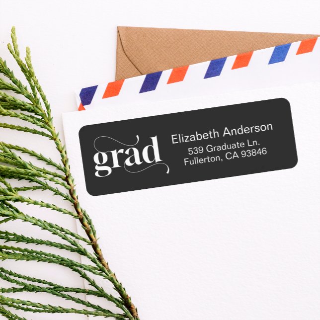 Modern Black Bold Graduation Invitation Return  (Von Creator hochgeladen)