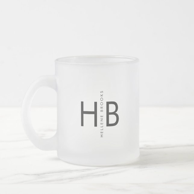 Modern Black Bold Initial Monogram Mattglastasse (Links)