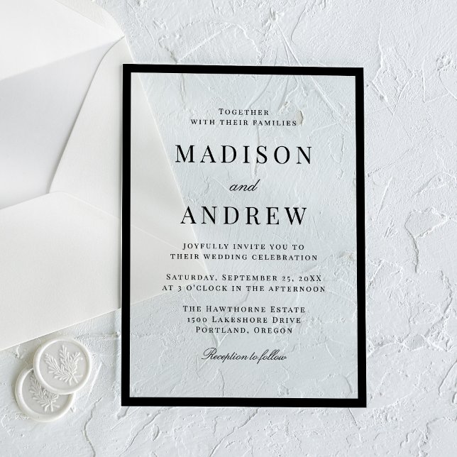 Modern Black Border Wedding Acryleinladungen (Von Creator hochgeladen)
