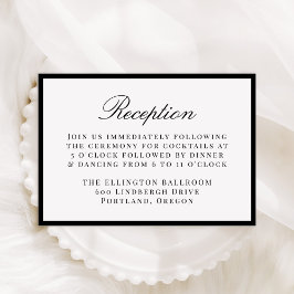 Modern Black Border Wedding Reception Begleitkarte