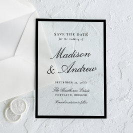 Modern Black Border Wedding Save the Date Acryleinladungen