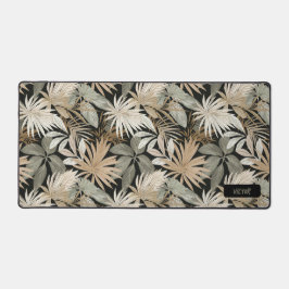 Modern Black Brown Leaves Jungle Masculin Custom Schreibtischunterlage
