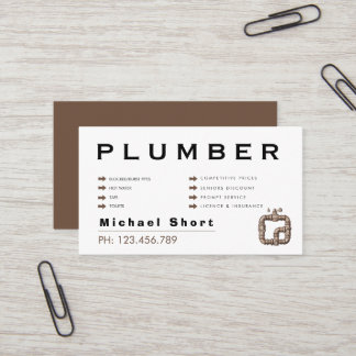 Modern Black & Brown Plumber Visitenkarte