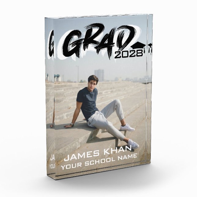 Modern Black Brush Script Abschluss Fotoblock (Links)