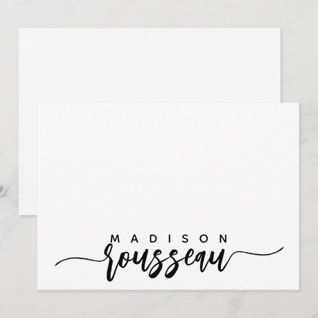 Modern Black Brush Script Name Personalisiert Mitteilungskarte (Vorne/Hinten)
