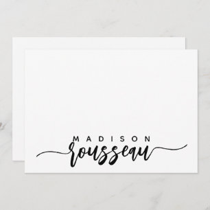 Modern Black Brush Script Name Personalisiert Mitteilungskarte